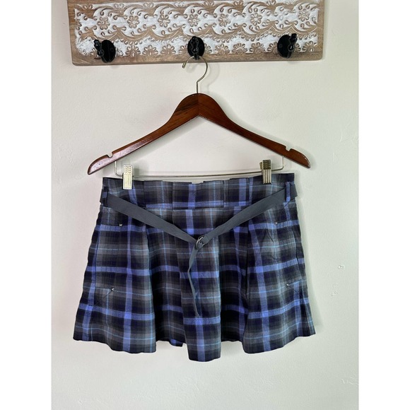 Vintage Y2K American Eagle Outffiters Plaid Black Gray Purple Mini Skirt - Picture 3 of 6